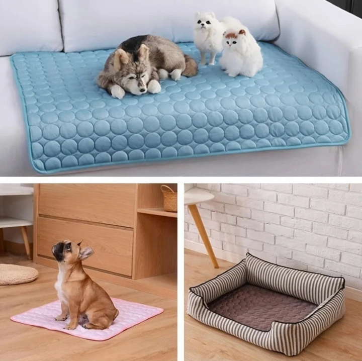 Kølemåtte til hunde og katte med is-silke top lag