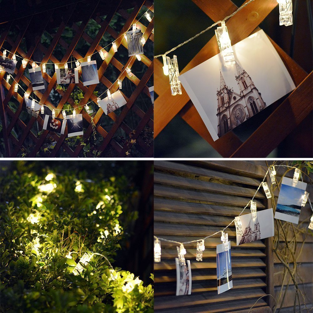 LED Foto Klemme Lyskæde med Varme Lys 3m/6m/10m