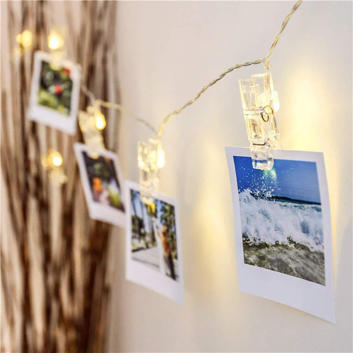 LED Foto Klemme Lyskæde med Varme Lys 3m/6m/10m