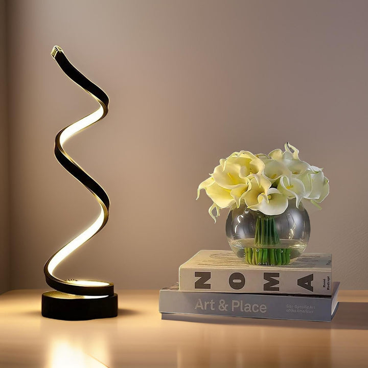 Moderne Touch Control LED Bordlampe i Metal og Glas med Varmt Lys