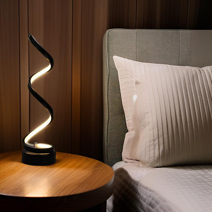 Moderne Touch Control LED Bordlampe i Metal og Glas med Varmt Lys