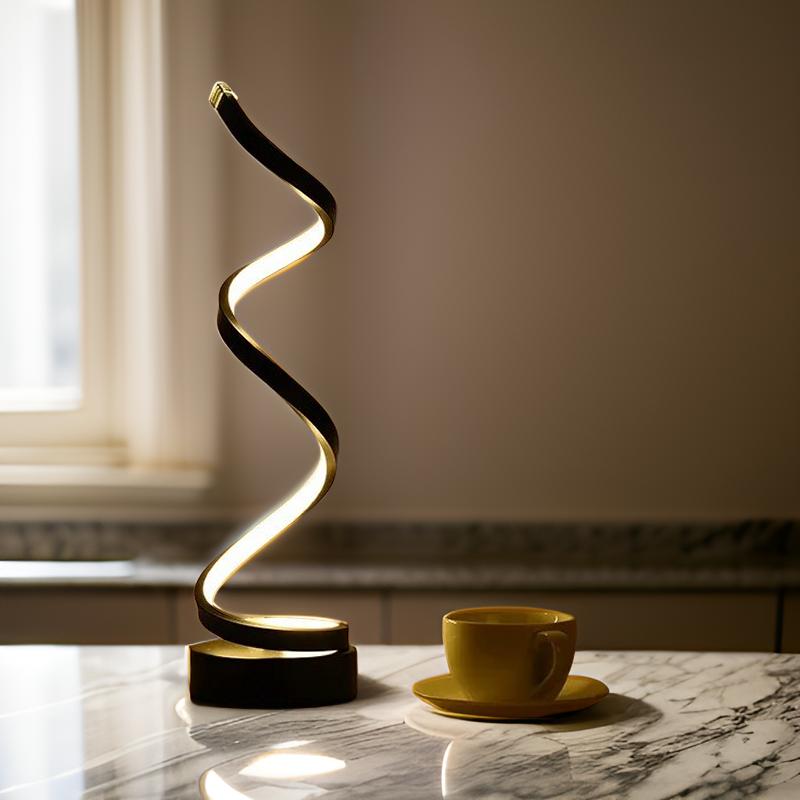 Moderne Touch Control LED Bordlampe i Metal og Glas med Varmt Lys