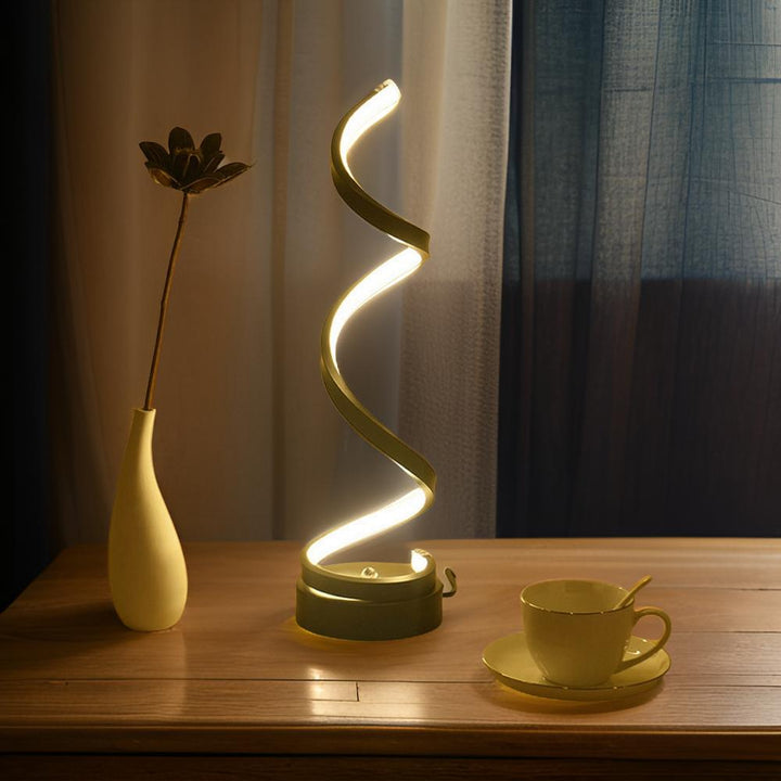 Moderne Touch Control LED Bordlampe i Metal og Glas med Varmt Lys