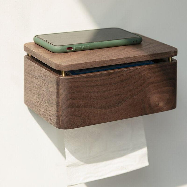 Toiletpapirholder i Messing og Træ med Elegant Design