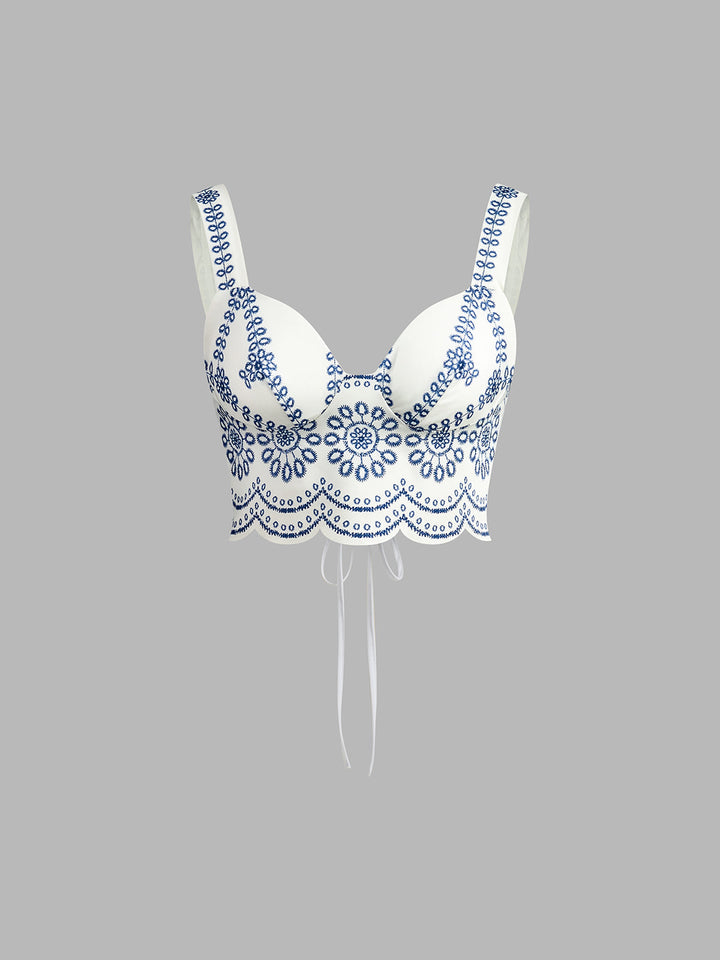 Santorini | Kvinders Broderet Crop Top & Maxi Nederdel Co-Ord Sæt