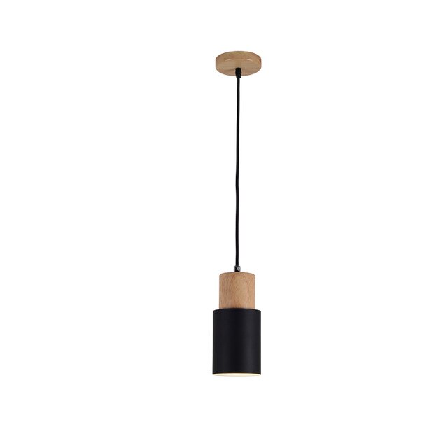 Nordisk Glas Pendelampe med Træbase og Justerbar Ledning