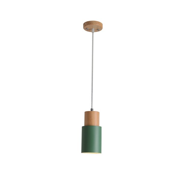 Nordisk Glas Pendelampe med Træbase og Justerbar Ledning