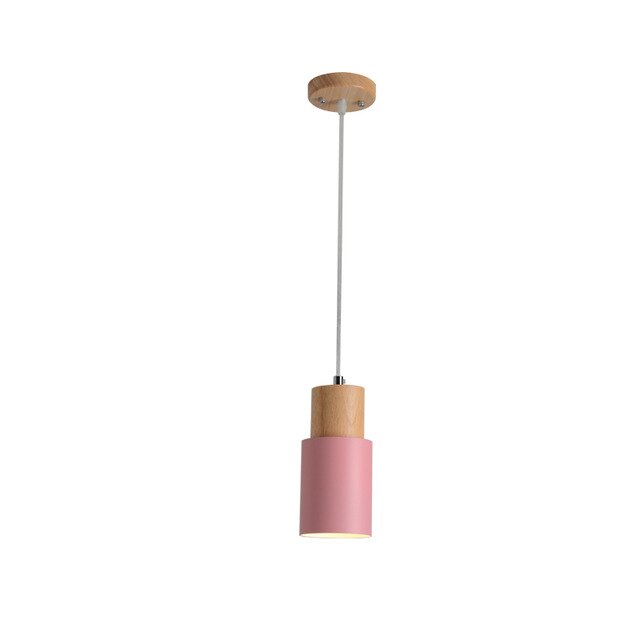 Nordisk Glas Pendelampe med Træbase og Justerbar Ledning