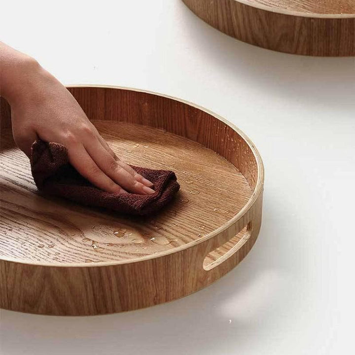 Rund Valnød Serveringsbakke med Elegant Design