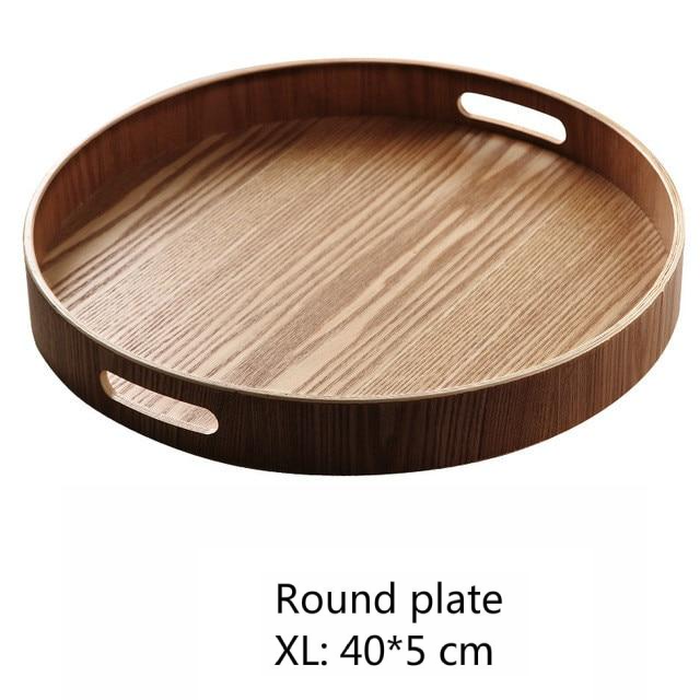 Rund Valnød Serveringsbakke med Elegant Design