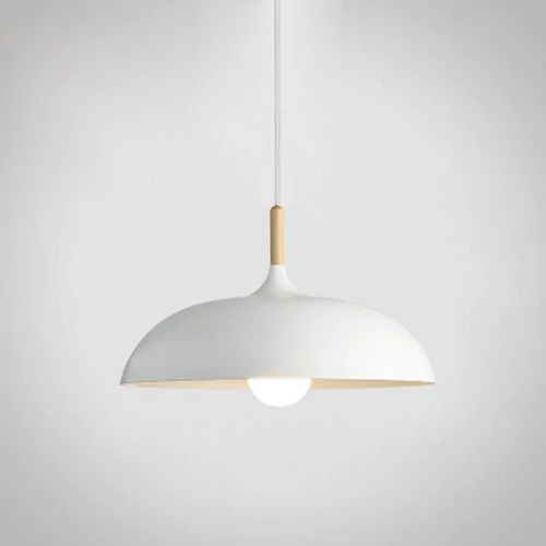 Pastel Pendel i Metal og Træ med Justerbar Ledning