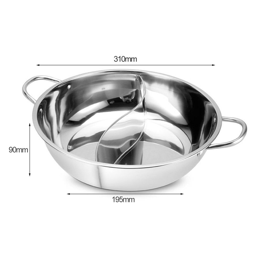 Rustfrit Stål Twin Split Hot Pot med S-formet Skillevæg
