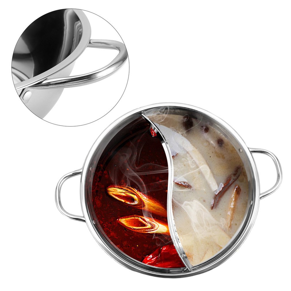 Rustfrit Stål Tvillinge Split Hot Pot med S-formet Skiller