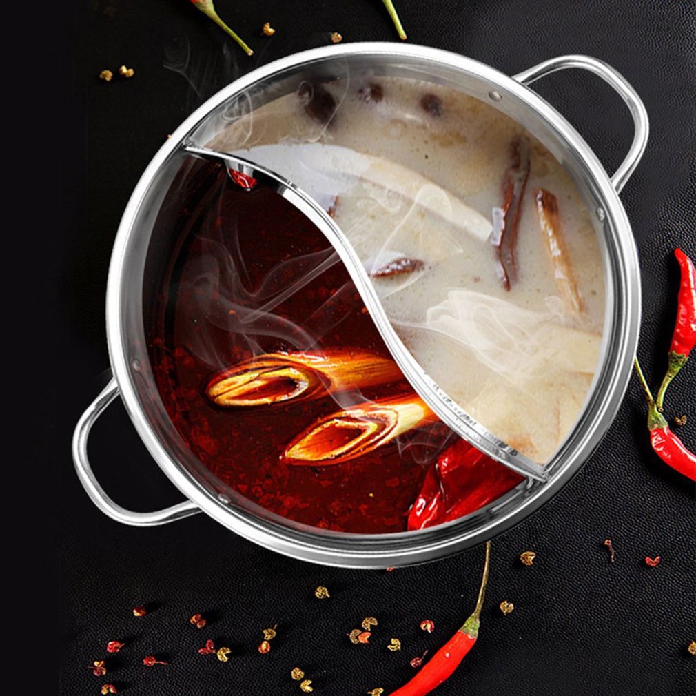 Rustfrit Stål Twin Split Hot Pot med S-formet Skillevæg