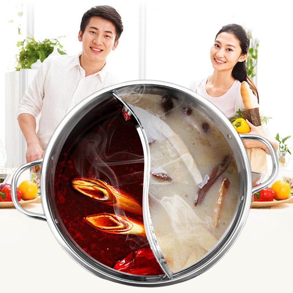 Rustfrit Stål Tvillinge Split Hot Pot med S-formet Skiller