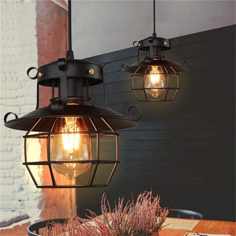 Vintage Industrielt Loftlys med Bronzefinish i Smedet Jern