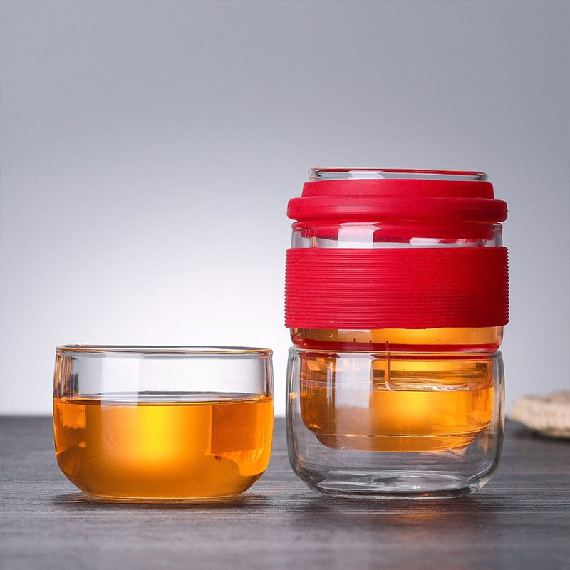Kompakt Varmebestandig Rejse Teapot i Borosilikatglas