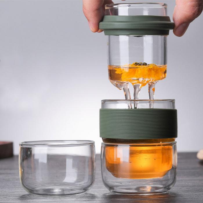 Kompakt Varmebestandig Rejse Teapot i Borosilikatglas