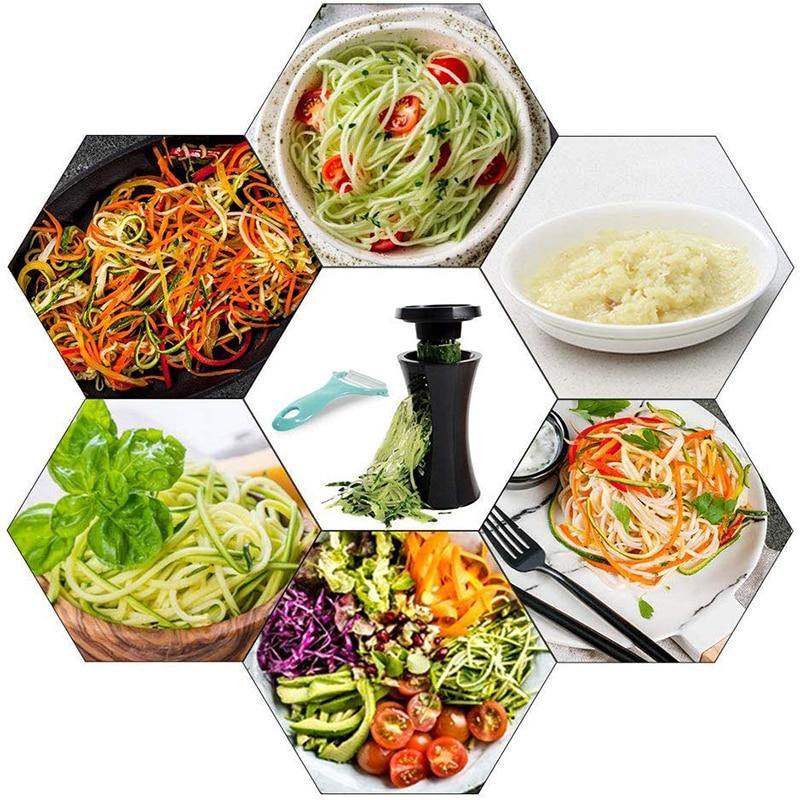 Grøntsags Spiralizer med Udskiftelige Blade i Rustfrit Stål