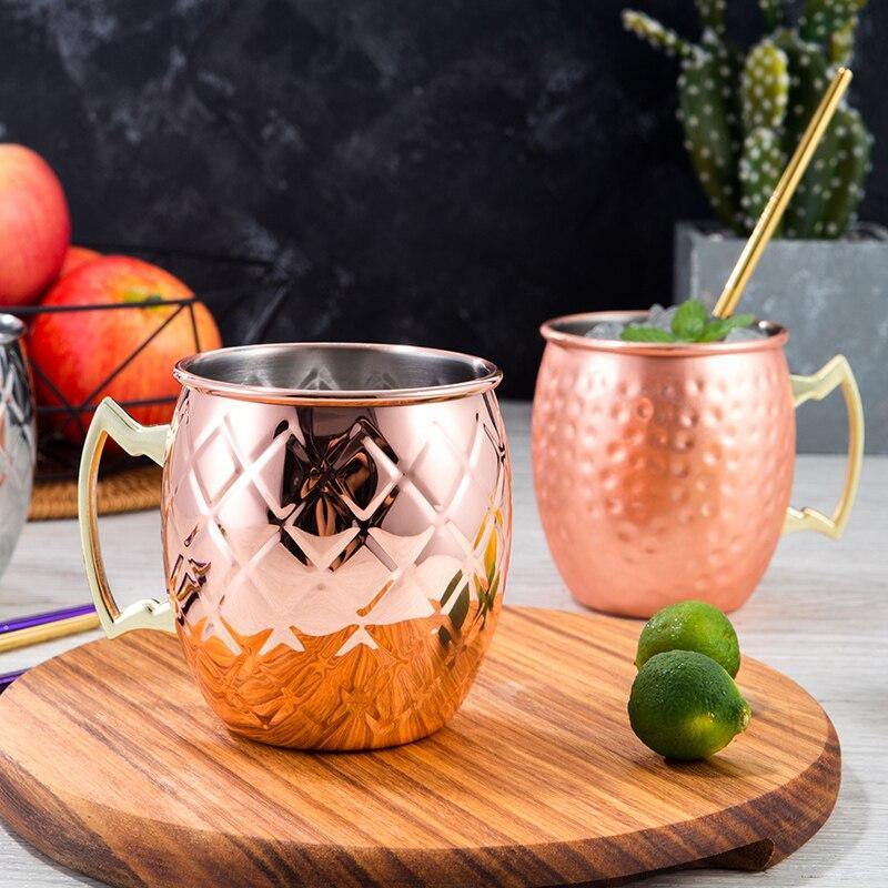 Rustfrit Stål Moscow Mule Krus med Hammeret, Glat eller Diamant Finish