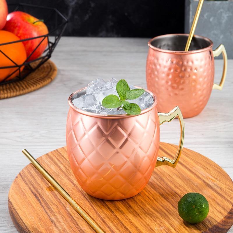 Rustfrit Stål Moscow Mule Krus med Højglans Finish i Sølv, Kobber eller Roséguld