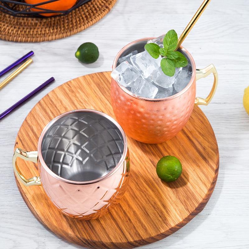 Rustfrit Stål Moscow Mule Krus med Hammeret, Glat eller Diamant Finish
