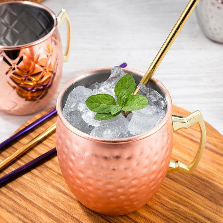 Rustfrit Stål Moscow Mule Krus med Højglans Finish i Sølv, Kobber eller Roséguld