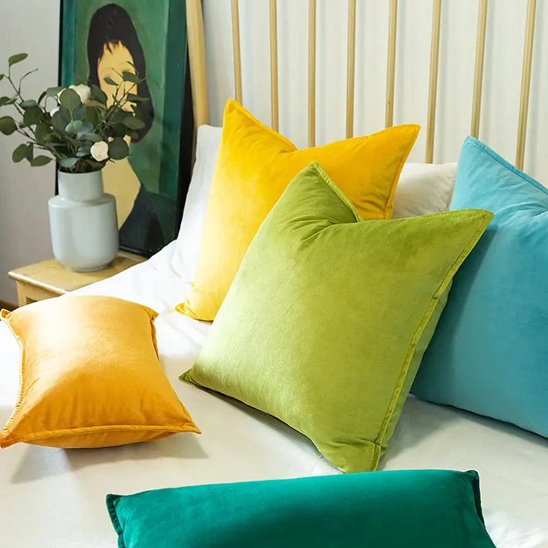 Elegant Velour Pude Cover med Skjult Lynlås og Flæsekant