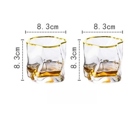 Forvrænget Whiskeyglas Sæt med Guld Accenter i Borosilikatglas