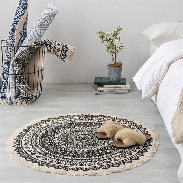 Fransede Marokkanske Boho Tæppe i Syntetiske Fibre