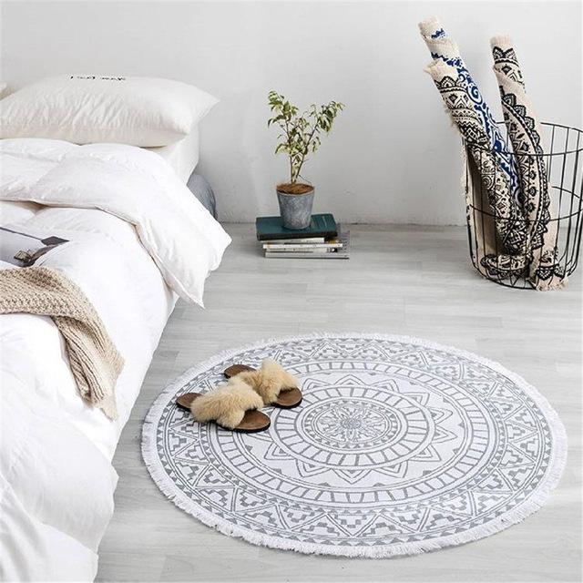 Fransede Marokkanske Boho Tæppe i Syntetiske Fibre