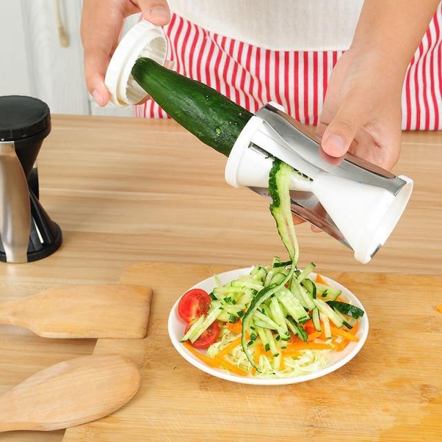 Grøntsags Spiralizer med Udskiftelige Blade i Rustfrit Stål