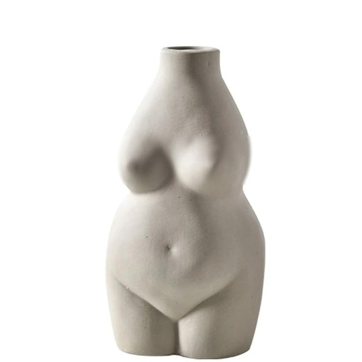 Keramisk Buste Vase i Beige og Guld
