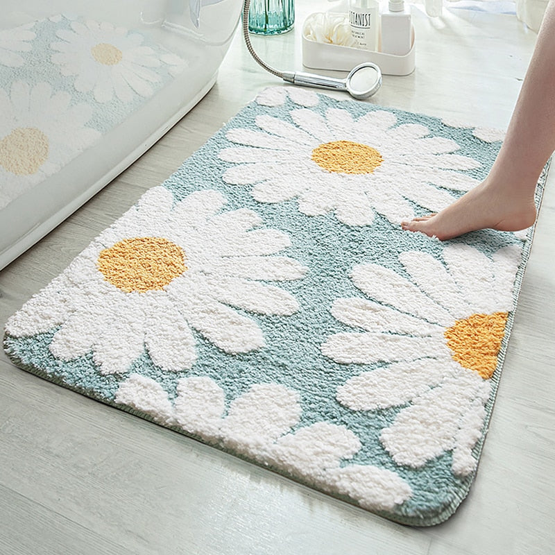 Skridsikker Blomstret Badeværelsesmåtte i Polyester