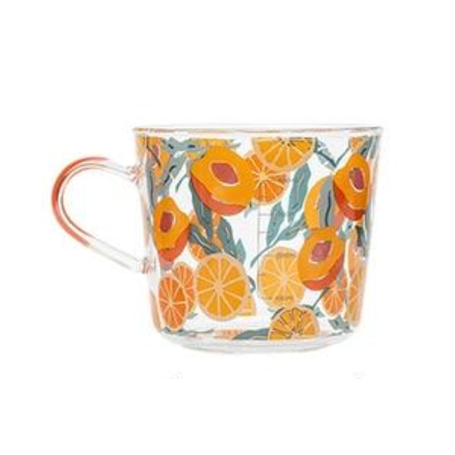 Glas Målebæger med Fersken- og Kaktusdesign