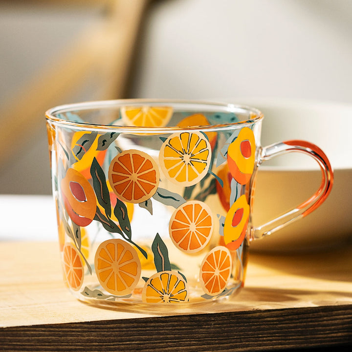 Glas Målebæger med Fersken- og Kaktusdesign