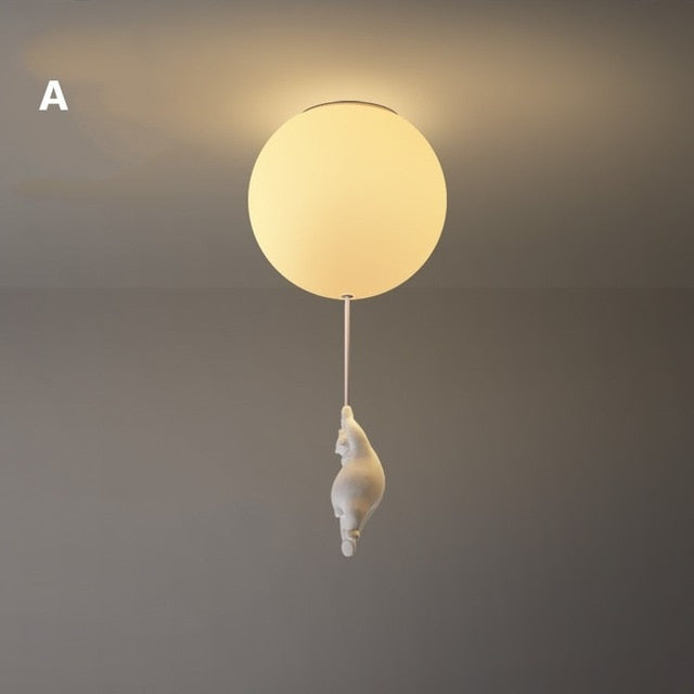 Loftlampe med Bjørn og Rød Ballon