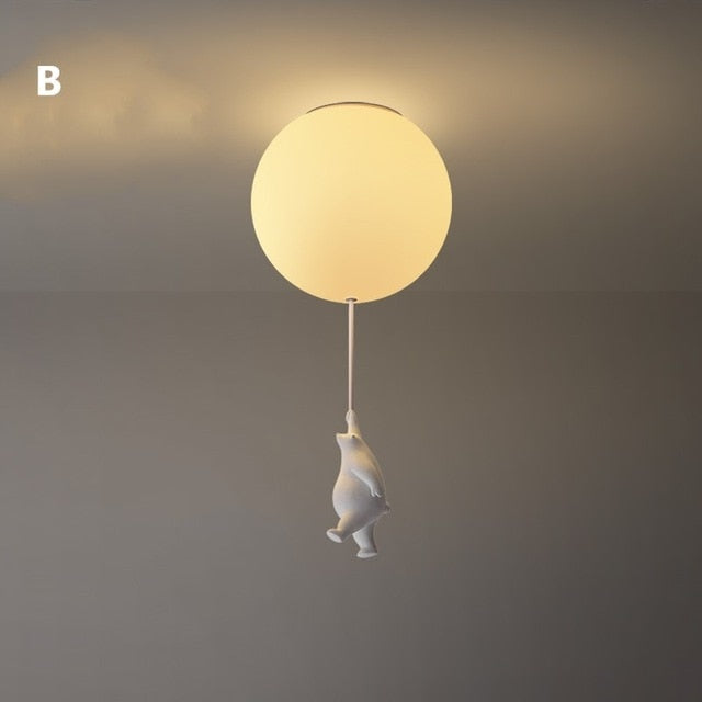 Loftlampe med Bjørn og Rød Ballon