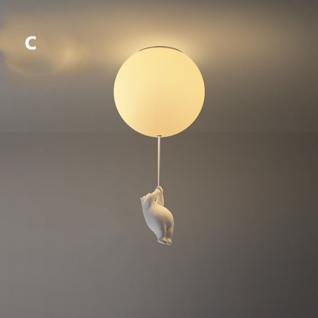 Loftlampe med Bjørn og Rød Ballon