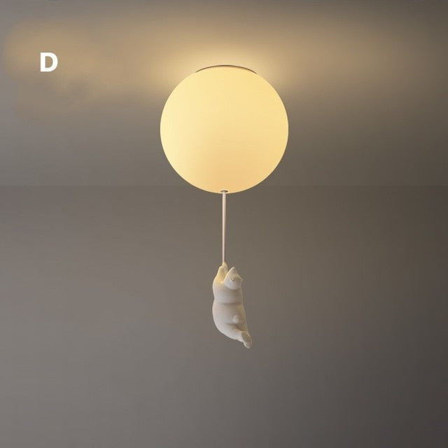 Loftlampe med Bjørn og Rød Ballon