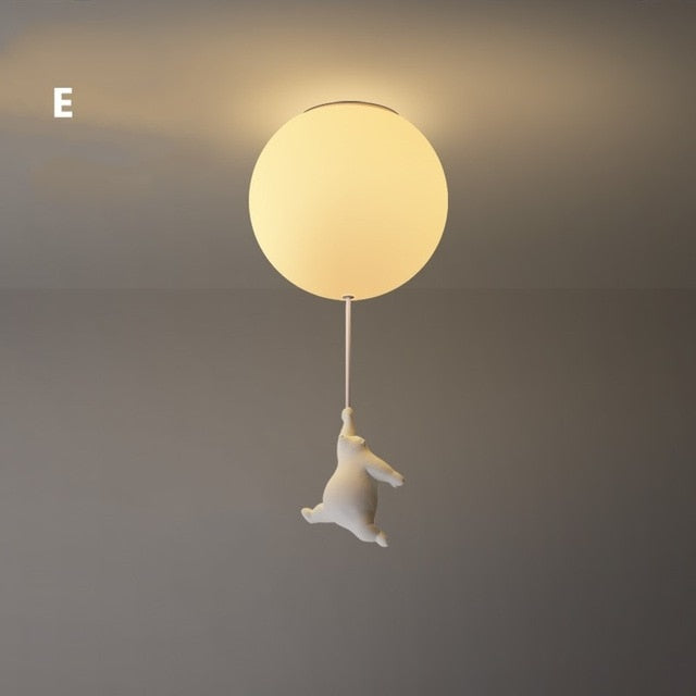 Loftlampe med Bjørn og Rød Ballon
