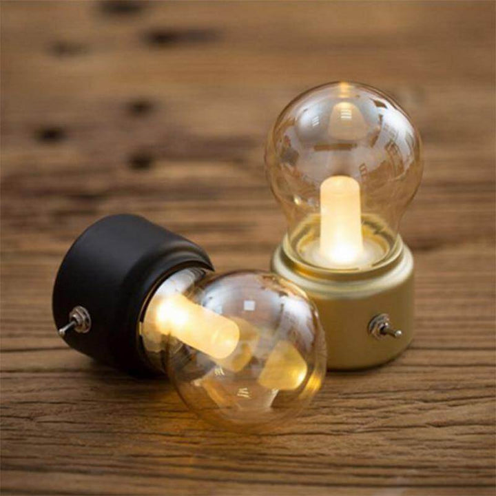 Genopladelig Vintage LED Bordlampe med Glasfinish