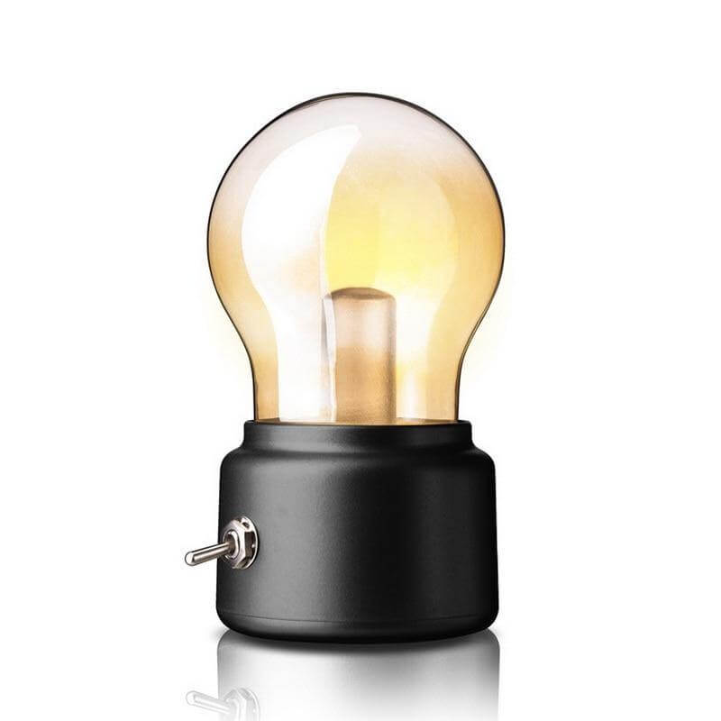 Genopladelig Vintage LED Bordlampe med Glasfinish