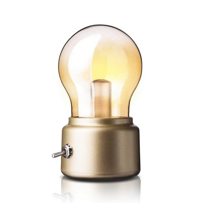 Genopladelig Vintage LED Bordlampe med Glasfinish