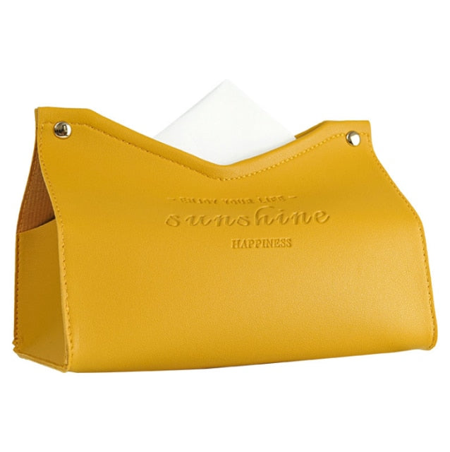 Stilfuld Faux Læder Vævsboks Dispenser i Flere Farver
