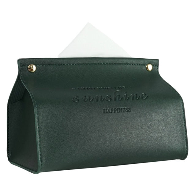 Elegant Faux Læder Tissue Box Dispenser i Farver