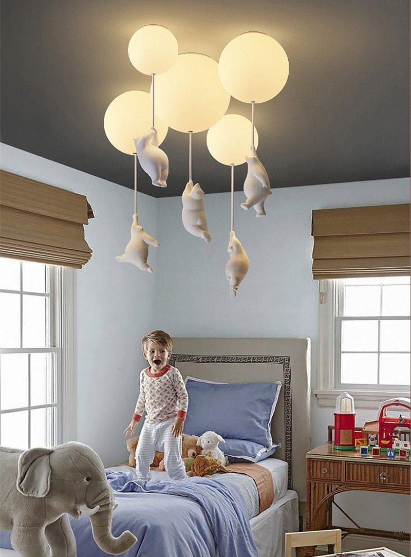 Loftlampe med Bjørn og Rød Ballon