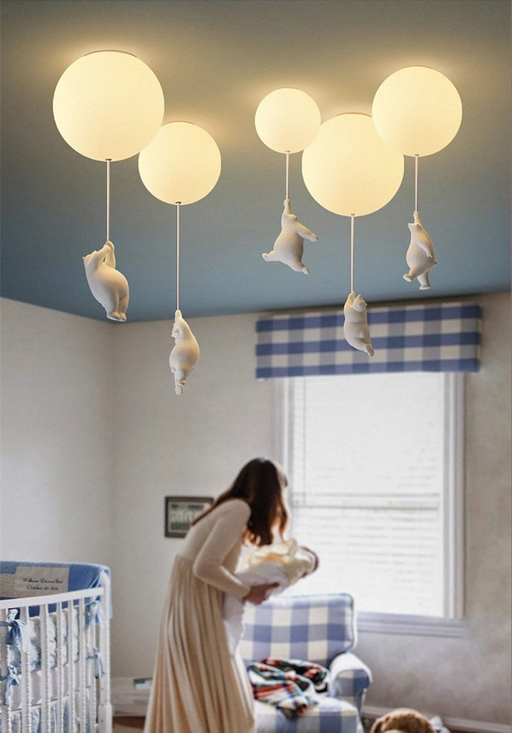 Loftlampe med Bjørn og Rød Ballon