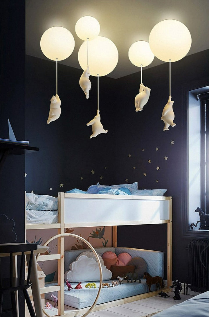 Loftlampe med Bjørn og Rød Ballon