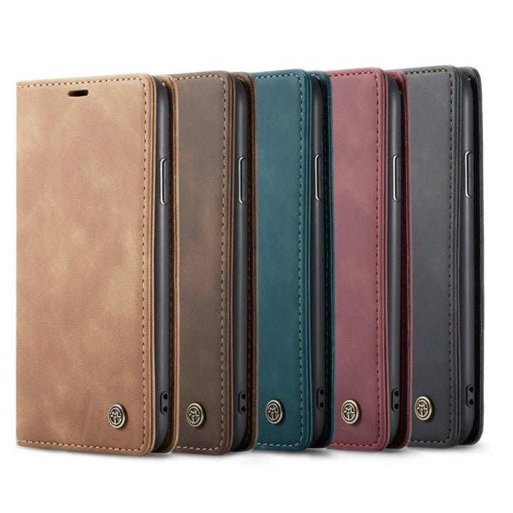 Veganlæder Flip Wallet Case til iPhone 15 med Kortlommer